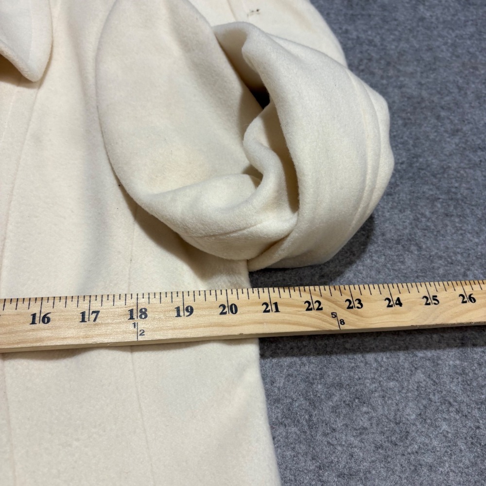 Anne Klein Cream Wool Blend Button Front Long Coat Women Size 16 Off White - Picture 4 of 5
